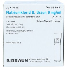 Natriumklorid B.Braun 9mg/ml inj plastampuller 20x10ml