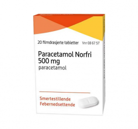 Paracetamol Norfri 500 mg tabletter 20 stk