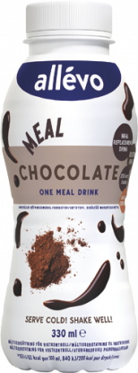 Allévo One Meal Chocolate Drink er en måltidserstatning for vektkontroll, med god smak av sjokolade