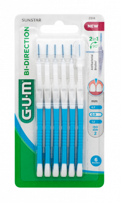 Gum Bi-Direction Blue mellomromsbørste 0,9 mm 6 stk