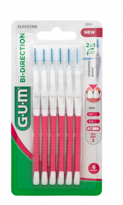 Gum Bi-Direction Red mellomromsbørste 1,2 mm 6 stk
