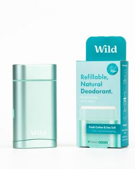 Wild Refillable Natural Deodorant Fresh Cotton & Sea Salt blå/grønn 40 g
