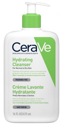 CeraVe Hydrating Cleanser 473ml Fuktighetsgivende rens for normal til tørr hud. Til både ansikt og kropp. Egnet for både barn og voksne.