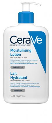 CeraVe Moisturising Lotion 473ml Fuktighetsgivende lotion for tørr til meget tørr hud. Egnet for både voksne og barn.