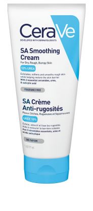 CeraVe SA Smoothing Cream for tørr, grov og nuppete hud på kroppen.