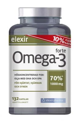 Elexir Pharma Omega-3 forte 1000 mg kapsler 132 stk