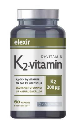 Elexir Pharma K2 + D3 200 mcg kapsler 60 stk