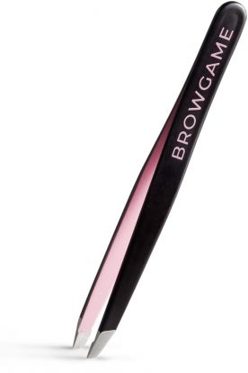 Browgame Signature Tweezer Slanted Black & Pink Pinsett