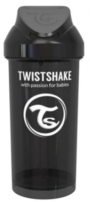 Twistshake Sugerørflaske 360 ml 6+m Sort