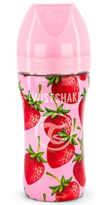 Twistshake Anti-kolikk Rustfritt stål 330 ml Jordbær