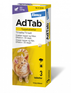 AdTab vet tyggetablett  12 mg til katt 3 stk