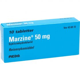 Marzine 50 mg tabletter 10 stk