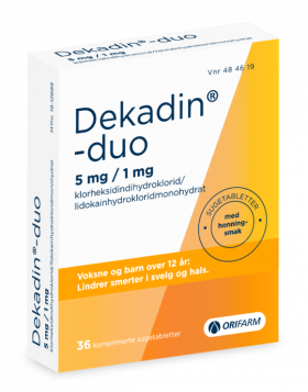 Dekadin-duo 5 mg/1 mg sugetabletter honning 36 stk