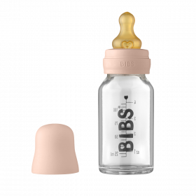 BIBS Baby Glass Bottle med flaskesmokk lateks blush 110 ml