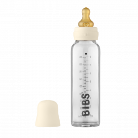 BIBS Baby Glass Bottle med flaskesmokk lateks ivory 225 ml