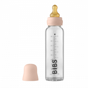 BIBS Baby Glass Bottle med flaskesmokk lateks blush 225 ml