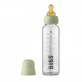 BIBS Baby Glass Bottle med flaskesmokk lateks sage 225 ml