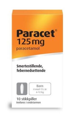 Paracet 125 mg stikkpiller 10 stk