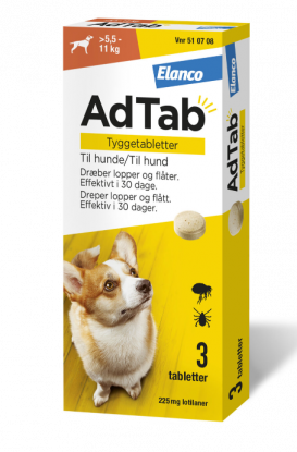 AdTab vet tyggetablett 225 mg til hund 3 stk