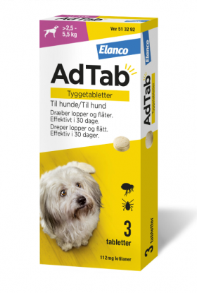 AdTab vet tyggetablett 112 mg til hund 3 stk