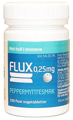 Flux 0,25 mg sugetabletter peppermyntesmak 200 stk