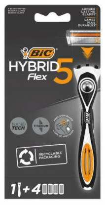 Bic Barberhøvel Hybrid 5 flex m/4 Blader