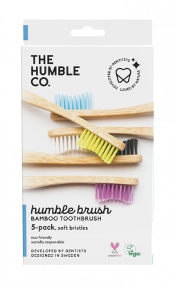 The Humble Co. Flat Curved Adult Soft 5Pack 5 Colors 5stk