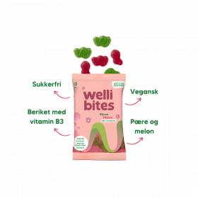 Wellibites sukkerfritt godteri pære- og melonsmak 70 g