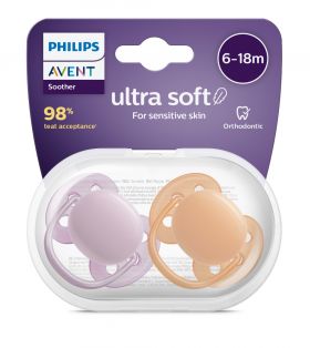 Philips Avent Ultra Soft smokk 6-18m lilla og gul 2 stk