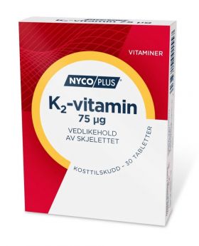 Nycoplus K2-vitamin tabletter 30stk Bidrar til å opprettholde normal benbygning