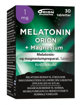 Melatonin Orion 1 mg + magnesium 30 tabletter