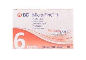 BD microfine+pennekanyle 6 mm 32 G 100 stk