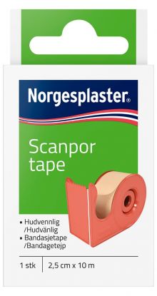 Norgesplaster Scanpor tape med dispenser beige 2,5 cm x 10 m