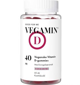 Vegamin D vegan vitamin D3 bringebærsmak 60 stk