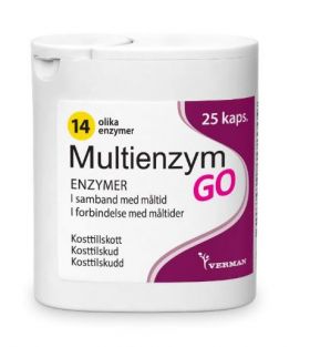 Multienzym GO fordøyelsesenzymer kapsler 25 stk