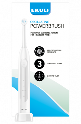 Ekulf PowerBrush White elektrisk tannbørste 1 stk
