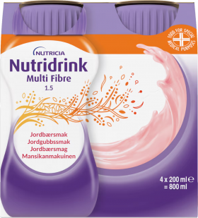 Nutricia Nutridrink Multi Fibre Jordbær 4x200ml