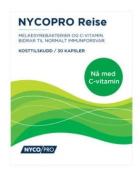Nycopro Reise melkesyrebakterier og vitamin C kapsler 30 stk