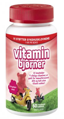 Vitaminbjørner Bringebærsmak 60stk