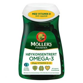 Möller's Pharma Høykonsentrert Anti-oppstøt Omega-3 + Vitamin D 80 stk