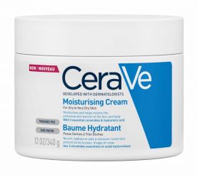 CeraVe moisturising Cream 340ml er en fuktighetsgivende krem for tørr til meget tørr hud. Egnet for både voksne og barn.