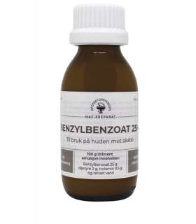 Benzylbenzoat NAF 25 % liniment, emulsjon 100 ml