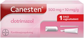 Canesten kombinasjonspakke vaginaltablett 500 mg og krem 10 mg/g 1 stk