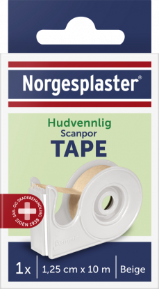 Norgesplaster Scanpor tape med dispenser beige 1,25 cm x 10 m 