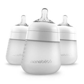Nanobébé Flexy silikon tåteflaske myk hvit 270 ml 3 pk