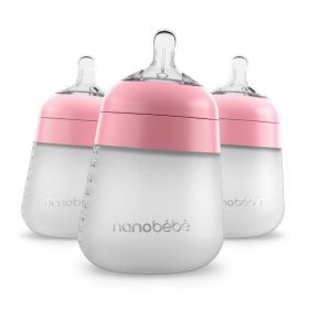 Nanobébé Flexy silikon tåteflaske myk rosa 270 ml 3 pk