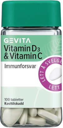 Gevita Vitamin D3 og Vitamin C tabletter 100 stk