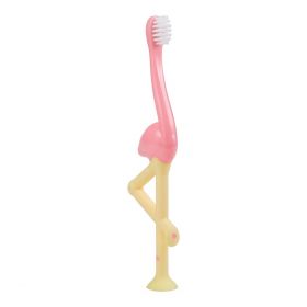 Dr. Brown’s tannbørste flamingo rosa og gul 1 stk