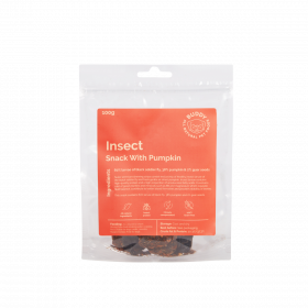 Buddy Pet Foods snacks med insektsprotein og gresskar 100 g