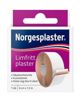 Norgesplaster Limfritt plaster bred 6 cm x 1,5 m 1 stk